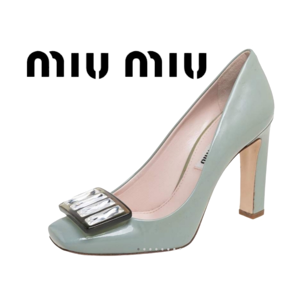 Miu Miu Green Heels with Silver Accent 42/12